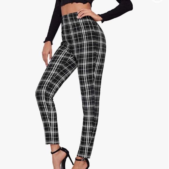Amazon Pants - Stretchy Plaid Print Pants Soft Skinny Regular
Fashion Leggings NWOT